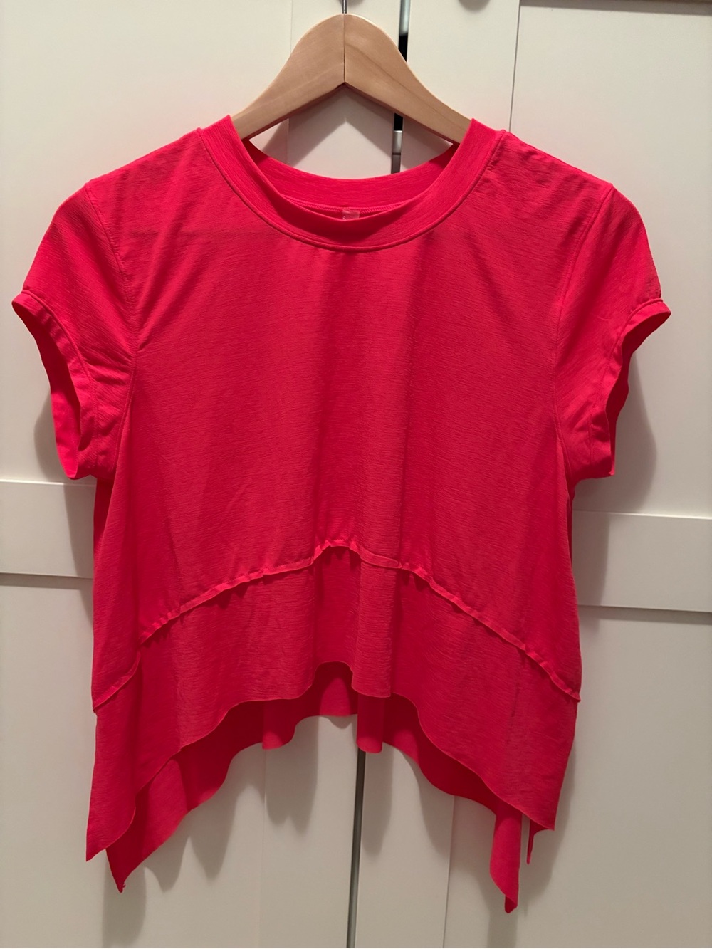 FP Movement by Free People Hot Pink Layered Short Sleeve Crop Top